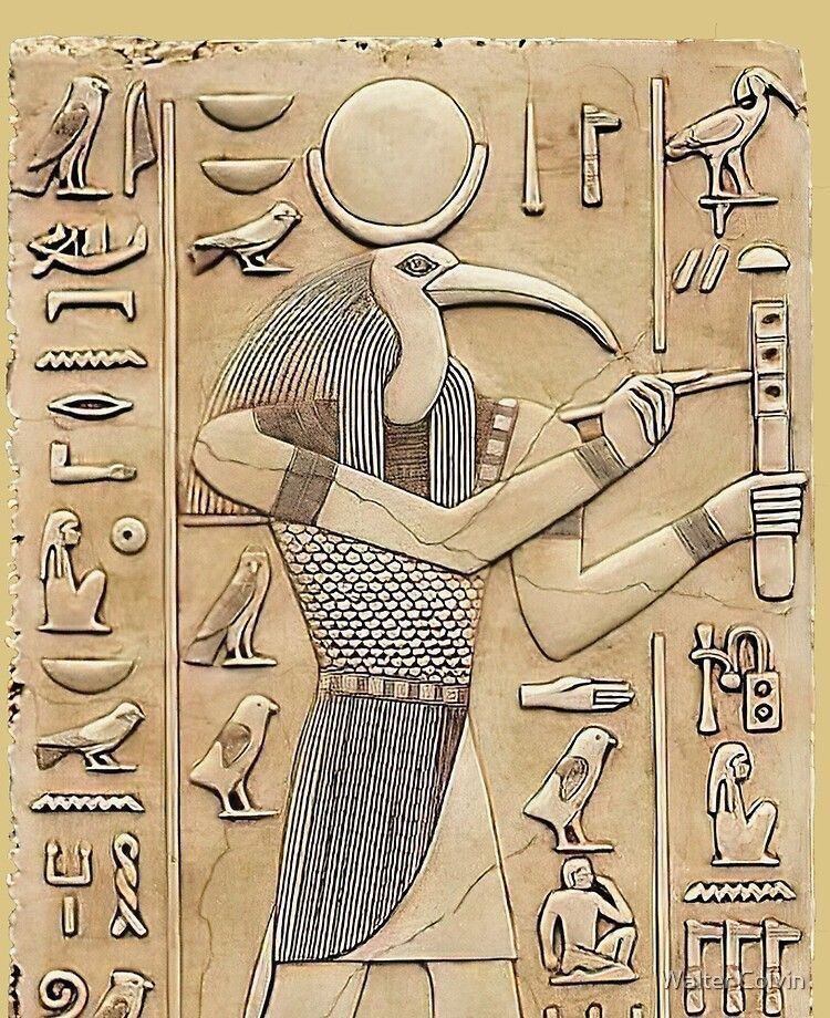 The god of Thoth: 

The god of Thoth in Egypt is the symbol of the constellation of the crow.

In this image, Thoth is writing heavenly messages to be transmitted to prophets and messengers.